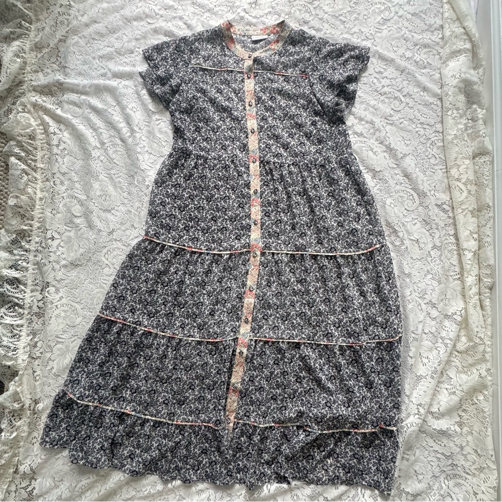 FOIL Brand Floral Button-up French Dress Cottagecore Size USA 12